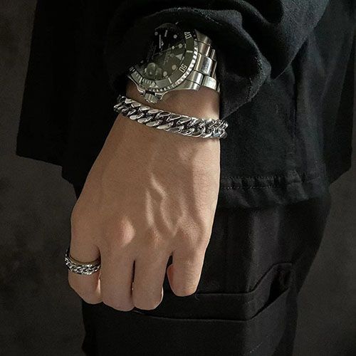 Men hand/wrist chain bracelet jewelry stainless steel cuban chain hand bracelet wrist bracelet jewelry hip hop rapper jewelry accessories