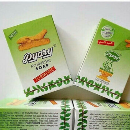 Pyary Ayurvedic Turmeric Tumeric indian Soap Natural 100% Vegan For Smooth Even Skin Tone