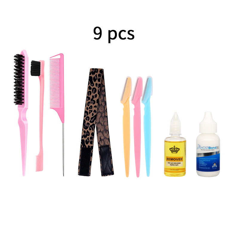 10pcs wigs glue,Wig gel remover Wig elasticband, Eyebrow razor Lace wig tool set