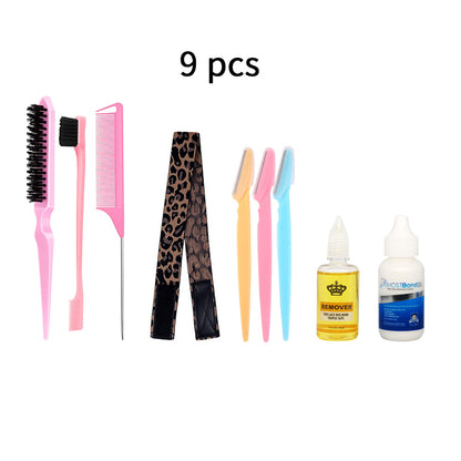 10pcs wigs glue,Wig gel remover Wig elasticband, Eyebrow razor Lace wig tool set