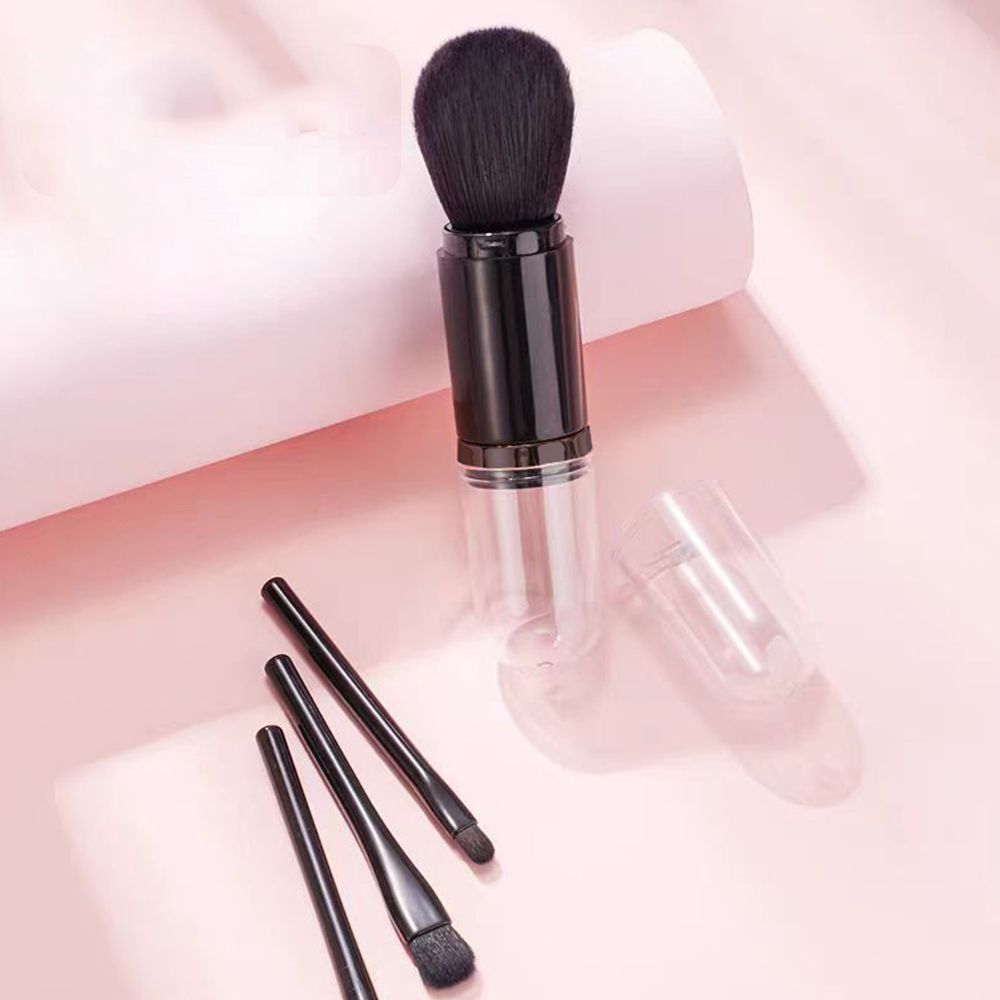 Four in one combination set Multi functional retractable powder brush, portable makeup brush, travel powder blusher brush, four in one makeup brush, beauty tool
