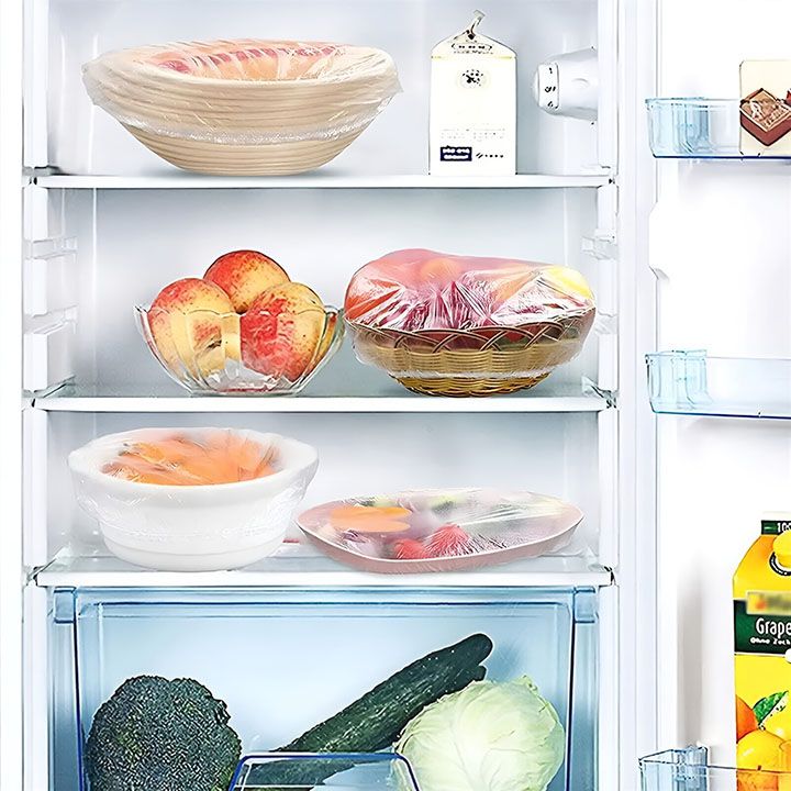 100 Pieces Plastic Wrap, Extra Thick Disposable Plastic Wrap - Clear, Retractable Plastic Wrap for Leftovers, Fruits and Vegetab