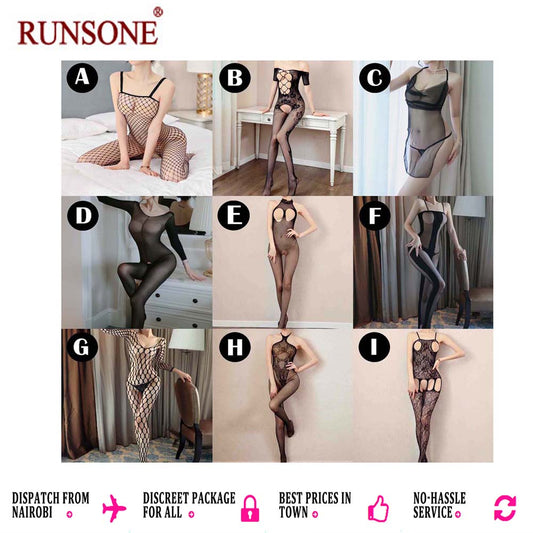 Women's Sexy Bodystocking Lingerie Crotchless Plus Size Fishnet Nightwear Tights See Through Bodysuit Clubwear Sleepwear Gift for Wife Girlfriend 9 Styles Option