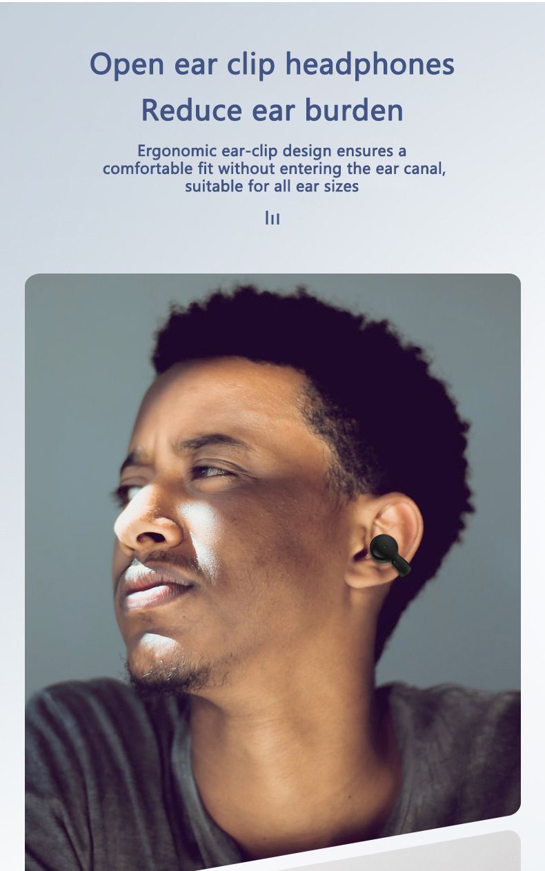 RichRipple Long Standby 4-6H Single-Pack Sports Bluetooth Headset Ear Clip Type Non-In-Ear Stereo Mini Headset Durable Black