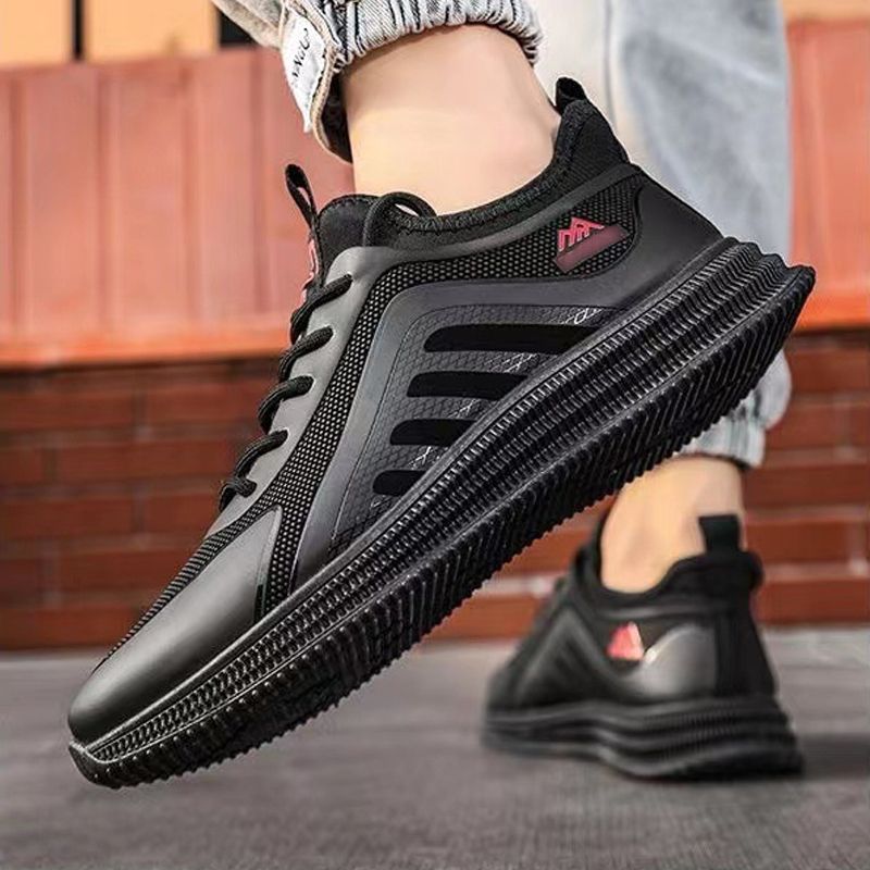 Men's shoes mesh sneakers casual shoes flying wove athletic shoes Daddy's driving shoes Student's running shoes Boy's sports shoes black + red