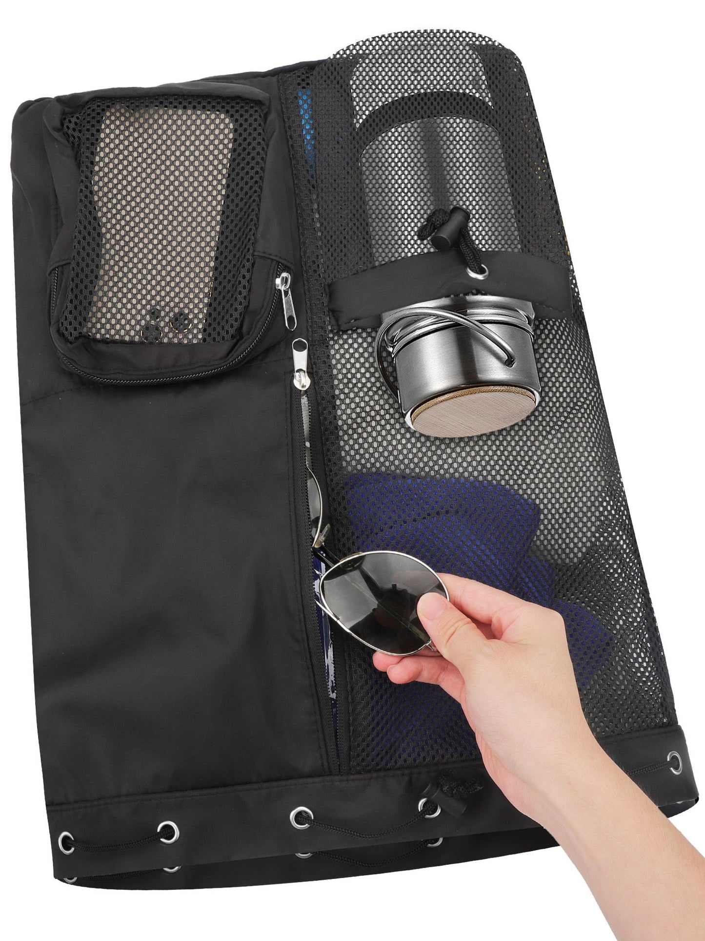 Swim Bag Mesh Drawstring Backpack with Wet Dry Pocket, Mesh Equipment Bag for Men Women Swimming, Gym, Beach and Workout Gear