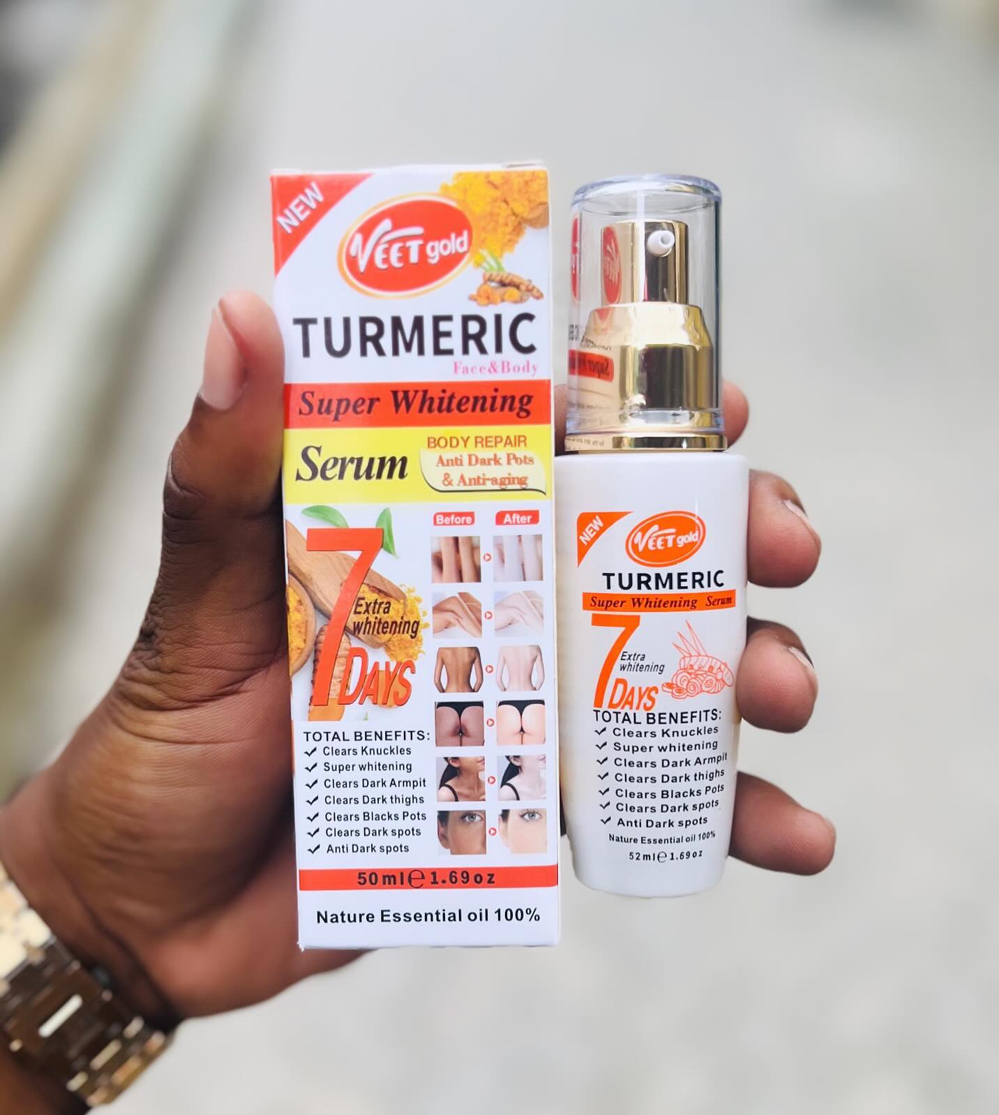 VEET GOLD Turmeric Super Whitening Face & Body Serum Intensive Whitening Turmeric Extract Rich in Antioxidants Nourishing and Hydrating Smoothes Skin Natural Extracts