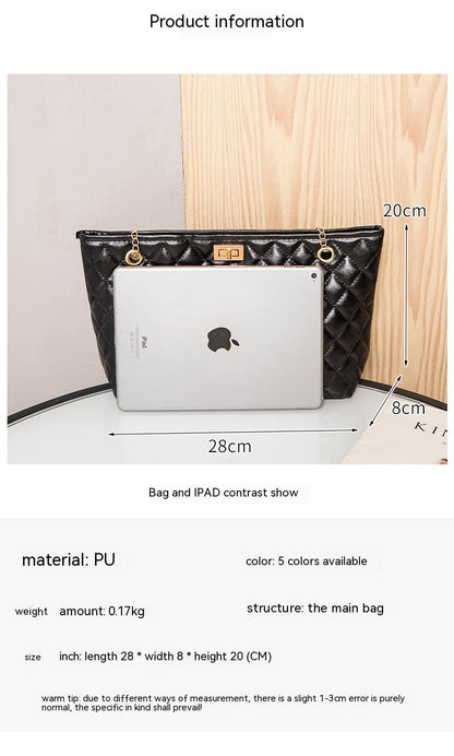 Big Tote Bags for Women Chain Crossbody Bag Diamond Lattice Shoulder Bag Female Large Leather Plaid Shopper Handbags