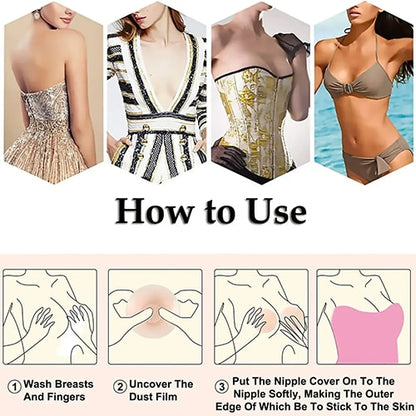 Reusable Silicone Nipple Cover for Women Bra Sticker Breast Petal Strapless Bra Invisible Boob Pads Chest Pasties Intimates Comfortable Lingerie & Underwear Accessories For Everyday Wear