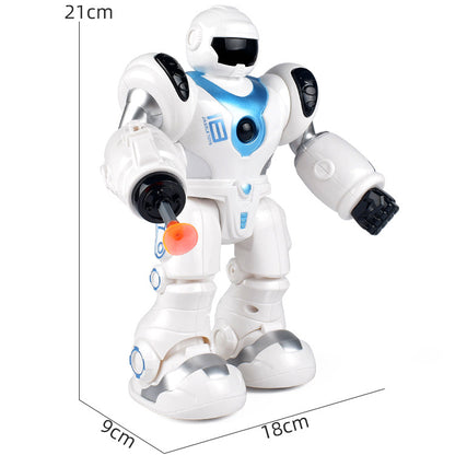 New Arrivals Automatic Walking Acousto Optic Robot Gift for Boys Emittable suction cup Space Robot Dolls (Without Battery）