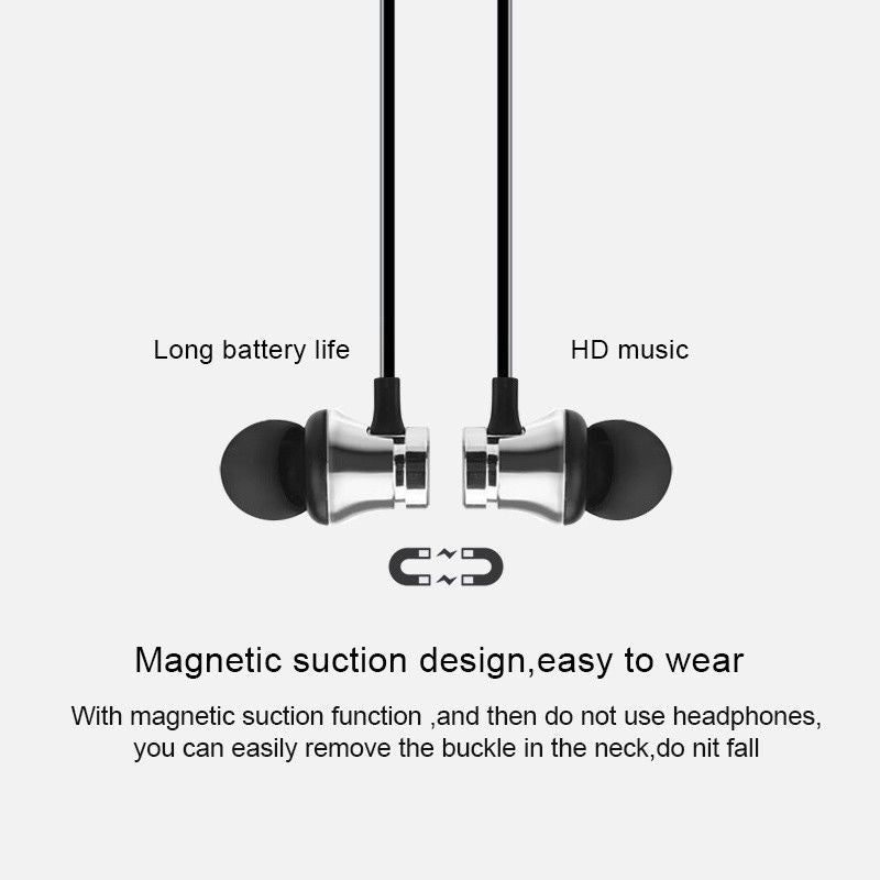 Magnetic Bluetooth Earphones Sports Wireless Earbuds Super Bass With Mic For All Smart Phones Stereo Sports Waterproof Earbuds Wireless in-ear Headset with Mic