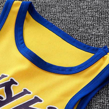 2-Piece Set(Tank Top+Shorts) Boy' s Quick-Dry Basketball T-shirt Set: Sleeveless Mesh Tank & Sport Shorts Clothing Set For Childrens - Breathable Casual swear for Kids