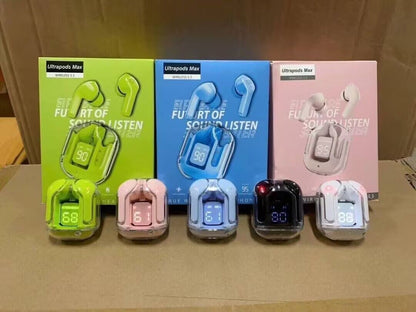 RichRipple Air31 Plus+ Bluetooth Earphone Transparent Fashion Shell in-Ear Earpods LED Digital Display Long Life Portable With Translucent Charging Case Bluetooth 5.3