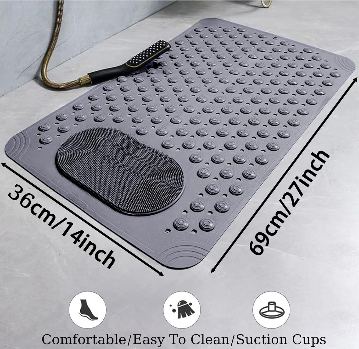 Bath Tub Mat Shower Mat Non Slip Bathtub Mats with Suction Cups Bath Mat for Tub Bathroom Mats Machine Washable
