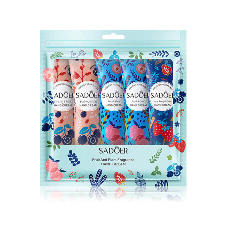 SADOER Hand Cream 5 PCS/Set Fruit Moisturizing Hand Cream Nourish Hand Care Hand Lotion Moisturize Stratum Corneum Hands Hydration Moisturizing Skin Care Creams for Dry Cracked Hands