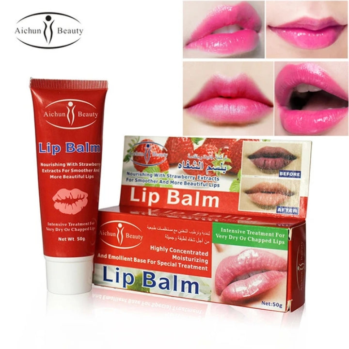 Lip Balm Moisturizing Emollient Strawberry Extract Flavor - Aichun Beauty