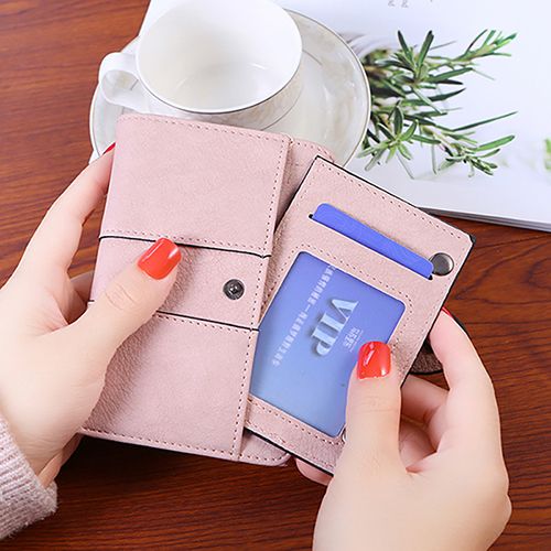 Women's stylish, frosted, flip-top, high-quality classic purse wallets is compact, delicate and practical