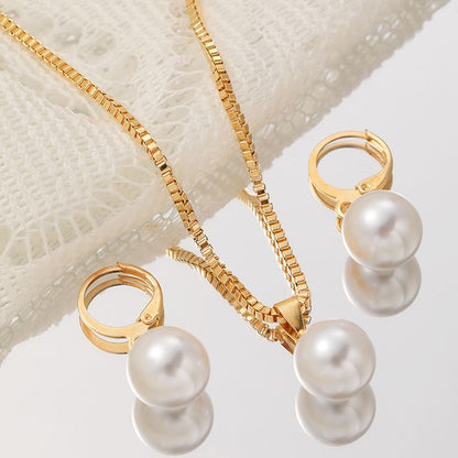 8pcs/Set Earrings Sets + Necklace Women Jewelry Clavicle Chain Creative Personality Cameo Earrings Fashion Accessories Pearl Pendants Valentine's Gifts Fashion Stunning Earrings For Beautiful Girls