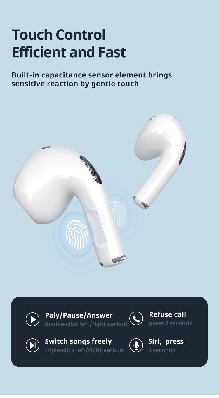 RichRipplePods 3rd TWS Wireless Bluetooth Earphone Touch Control Noise Cancelling Earpods With Wireless Charging Box