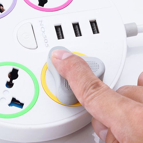 British Round Desktop Socket Universal Power Strip Power Socket Heavy Duty Surge Protector Plug Power Socket 5 Way Outlets 3 USB Charging Ports USB Charger Adapter 6.56 ft Long Extension Cord