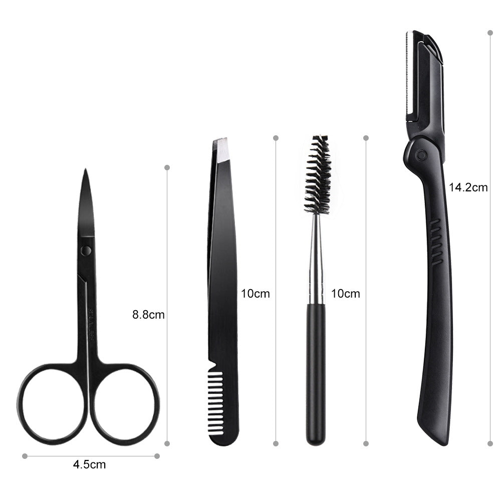 12PCS Black Eyebrows trimmer Eyebrow Trimming Scissors Stainless Steel Tweezers Eyebrow Scraping Eyebrow Comb Razor Eyebrow Clip Makeup Tools Sets
