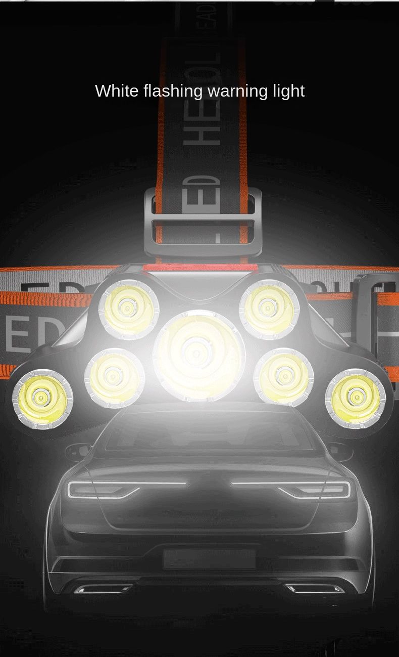 Rechargeable Headlamp, 7 LED Super Bright Waterproof Headlight with Red Lights, 4 Light Modes Head Lamp for Emergency Light Outdoors Fishing Hiking Camping Running