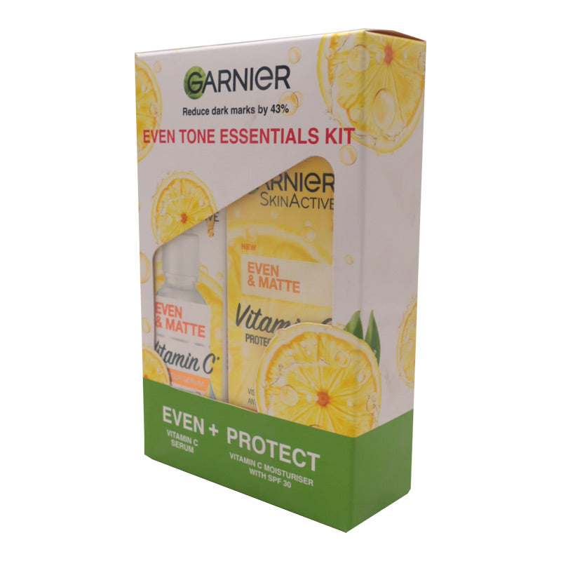 【Discounted】Garnier even tone essentials kit- Vitamin C Serum 30ml & Even & Matte Vitamin Spf30 -50ml