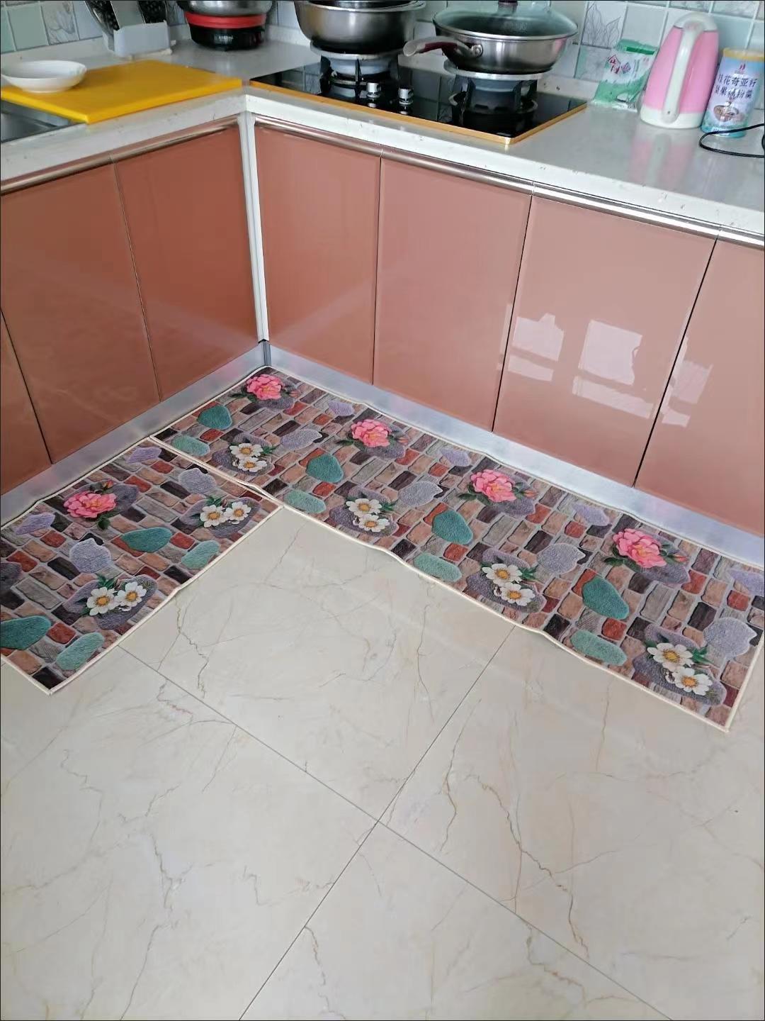 2 Pieces Kitchen Rug Set Non Slip Kitchen Mat Rubber Backing Mat Throw Rug for Kitchen Doormat Runner Rug Set Floor Carpet Household Carpet Home Decor