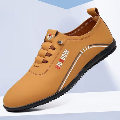Size 41-44 men's light brown PU Artificial leather shoes business casual shoes boys work shoes students Oxfords walking shoes Daddy single shoes Light brown
