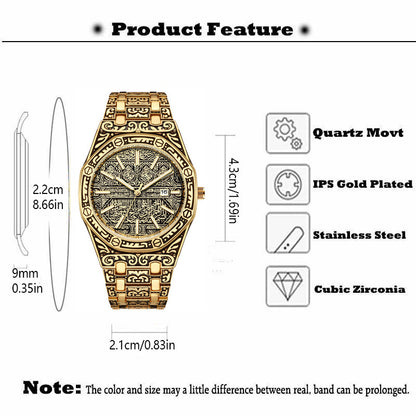 Men's Fashion Stainless Steel Watch Luxury Calendar Quartz Watch Business Clock