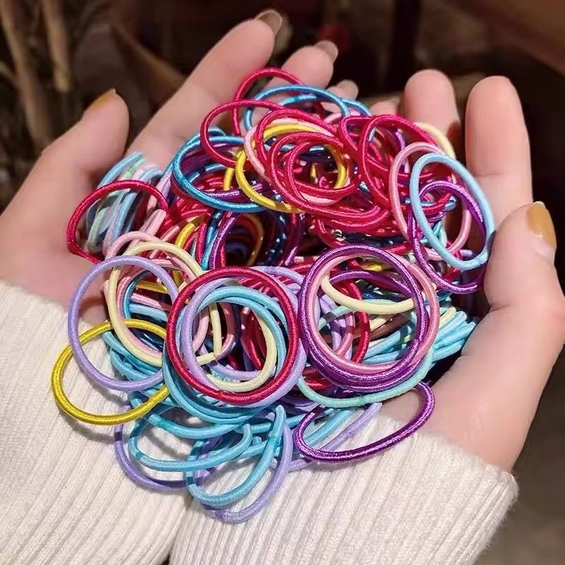 200/300pcs Cute Hair Ties For Kids & Girls - Colorful Elastic Polyester Hair Bands Ponytail Holder Children Rubber Band Hair Accessories