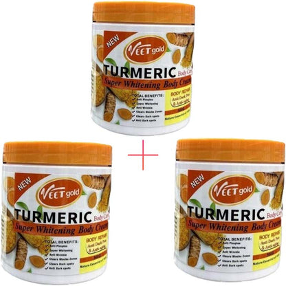 3 Pack Veet Gold Skin Care Set Oil + Scrub + Soap - Anti-aging Tumeric Super Whitening Body Cream-body Repair Remove Dead Skin Cell And Anti Darkspots Tender and Gentle Formula Body Cream