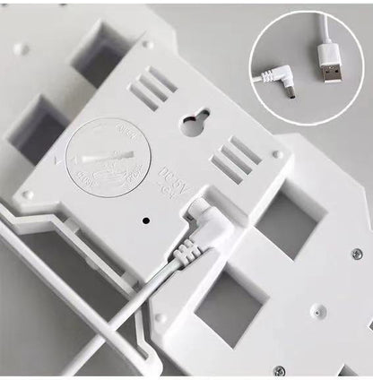 Intelligent 3D Digital Clock Alarm Clocks LED USB Interface Wall Clock Temperature clock