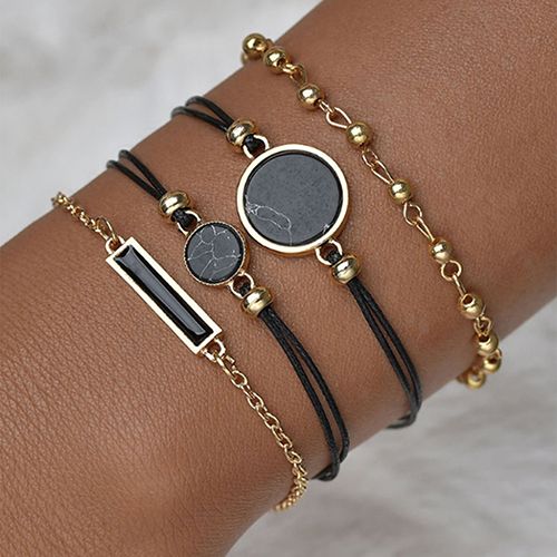 5pcs Quartz Watch Set Ladies Elegant Gemstone Bracelet Quartz Wristwatch Women Leather Quartz Watches Bracelet Set Clock Gift