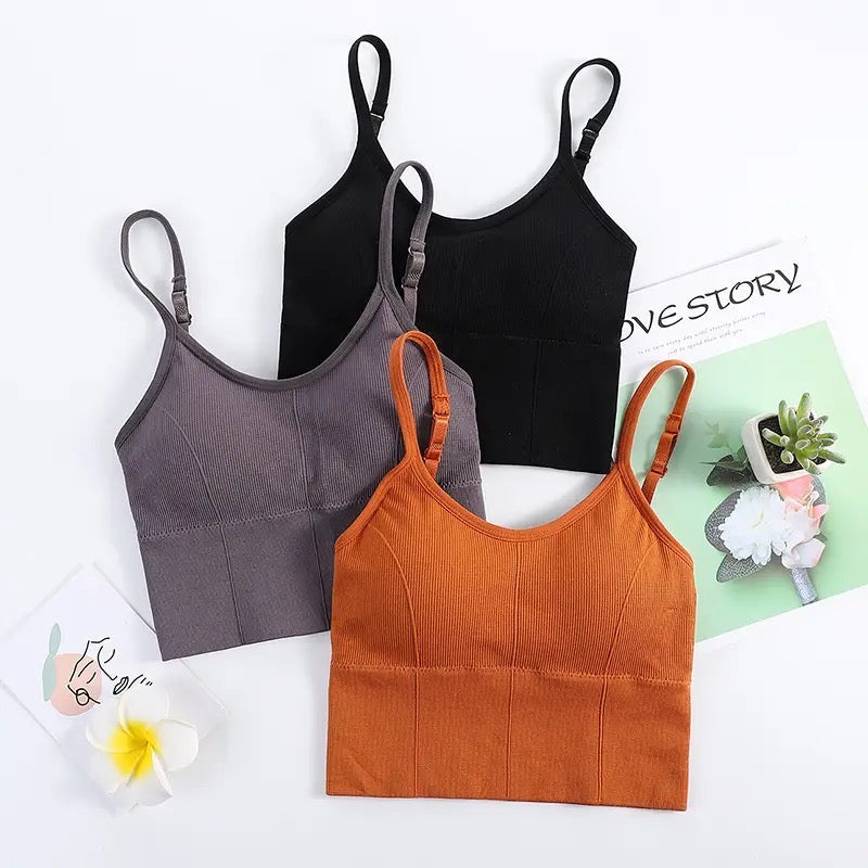 Women Wireless Bra Women Sling Solid Vest With Pad Girls Tube Top U Type Back Seamless Tank Crop Top With Removable Padded Wirefree