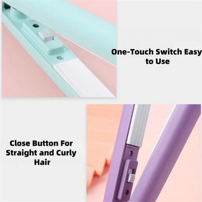ZHJH Hair Straightener Mini Curling Iron Multi-purpose Can Be Carried Anytime Touch Up Cartoon Cat Portable Electric Splint Flat Iron Ceramic Hair Straightener American Style 220V