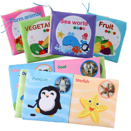 Baby Cloth Books Enlightenment Early Educational Toys Kids Fruits Animal Numbers Food Cognitive Book for Toddlers 0-36 Month