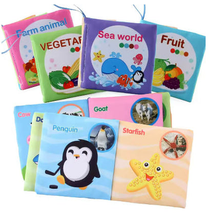 Baby Cloth Books Enlightenment Early Educational Toys Kids Fruits Animal Numbers Food Cognitive Book for Toddlers 0-36 Month