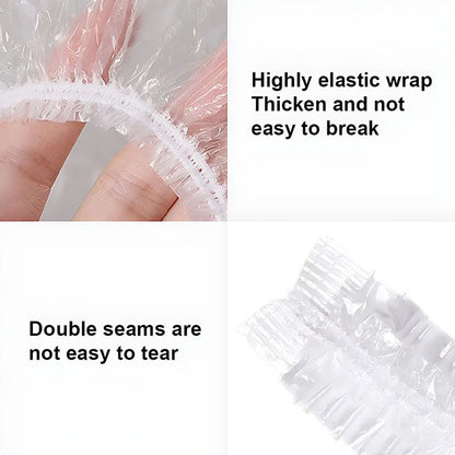 100 Pieces Plastic Wrap, Extra Thick Disposable Plastic Wrap - Clear, Retractable Plastic Wrap for Leftovers, Fruits and Vegetab