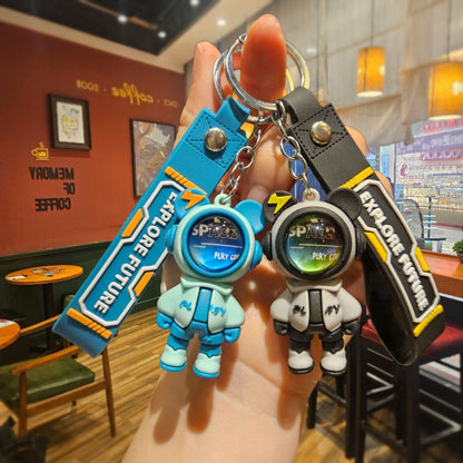 Trendy And Cool Space Man Bear Keychain Cartoon Cool Car Keychain Student School Bag Pendant Small Gift Keyrings