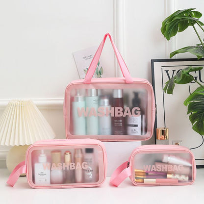 Fashionable Waterproof Cosmetic Portable Storage Bag Travel Wash Bag waterproof toiletry bag Transparent Frosted PVC Cosmetic Bag Beauty Case Storage Bag Zipper Makeup Organizer