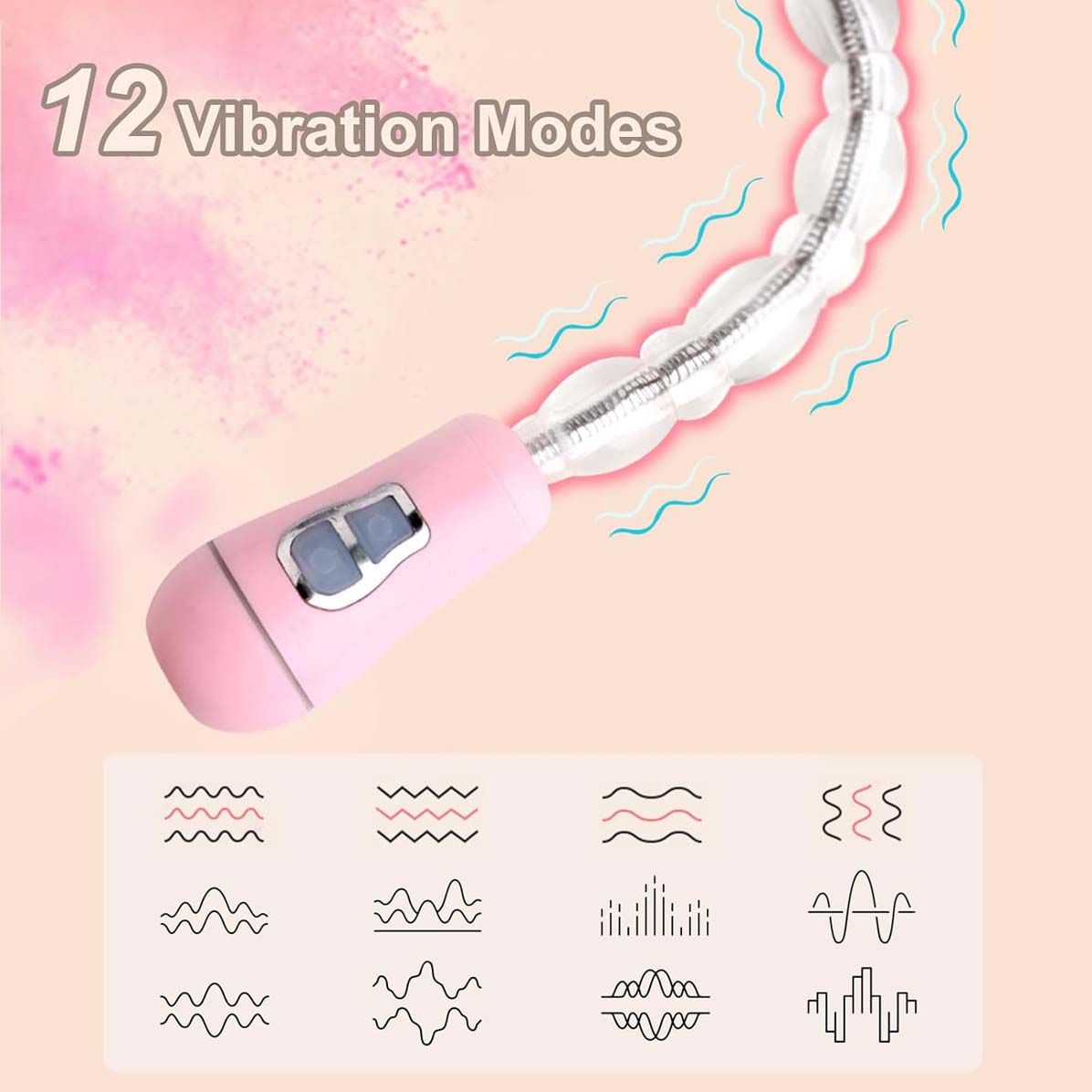 Vibrating Anal Beads Anus Butt Plug Clitoral Vaginal Vibrator Flexible Long Prostate Massager Waterproof Bendable Anus Clit Stimulator Adult Sex Toy for Men Women Couple