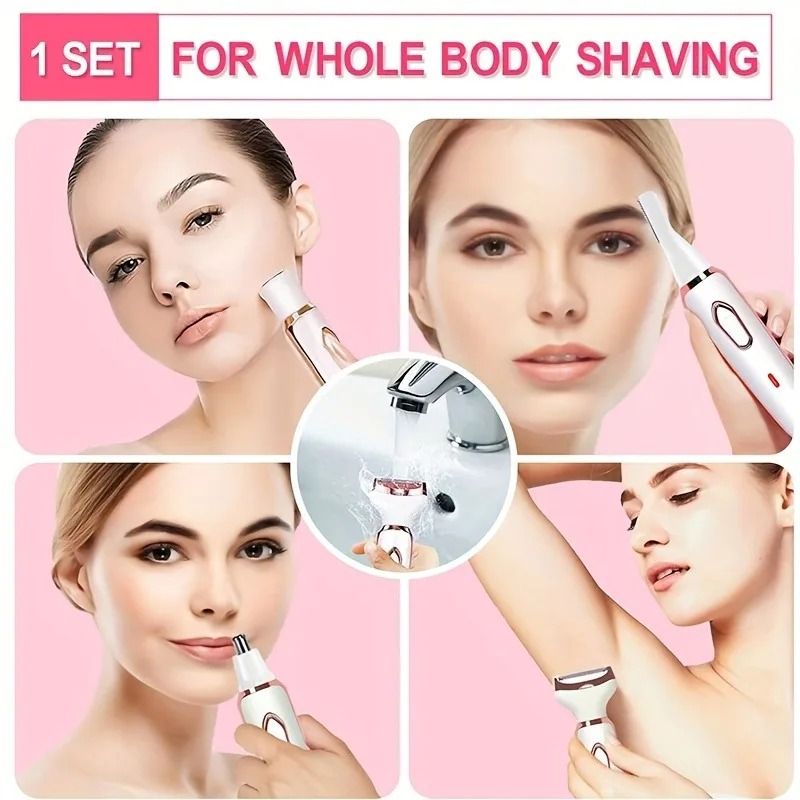 4 in 1 Electric Razor for Women Full Body Hair Trimmer Arm Armpit Private Hair Removal Instrume Lady Shaver Body Hair Removal Epilator Painless Cordless Trimmer Razor Gifts For Women