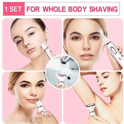 4 in 1 Electric Razor for Women Full Body Hair Trimmer Arm Armpit Private Hair Removal Instrume Lady Shaver Body Hair Removal Epilator Painless Cordless Trimmer Razor Gifts For Women