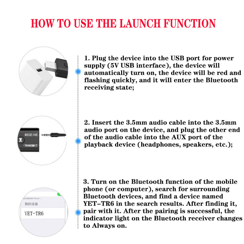 2 In1 USB Wireless Bluetooth Adapter 5.0 Transmitter Bluetooth for Computer TV Laptop Speaker Headset Adapter Bluetooth Receiver USB Music Dongle Adapter For Car Speaker PC