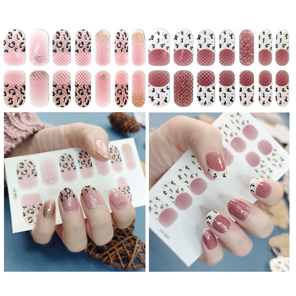 196 Pcs 14 Sheets Waterproof Full Wrap Nail Stickers Nail Polish Strips Gradient Stickers Glitter Self Adhesive DIY Art Decals Strips with 4 Pcs Nail Files for Nail Decor