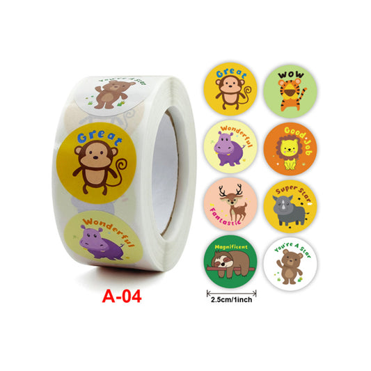 500PCS Children Sticker Label Thank You Stickers Cute Toy Game Tag DIY Gift Sealing Label Decoration Supplies Cartoon Animal