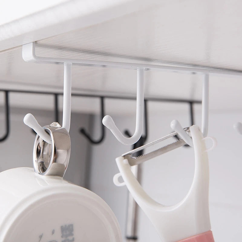 Iron Cabinet Traceless Hook Storage Hanger Multi-Row Hook Wardrobe Kitchen Punch-free Traceless Hook