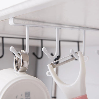 Iron Cabinet Traceless Hook Storage Hanger Multi-Row Hook Wardrobe Kitchen Punch-free Traceless Hook