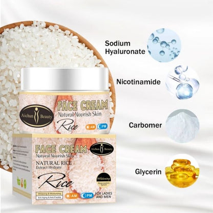 Aichun Beauty Natural Rice Face Cream, Anti-Freckle & Anti-Aging, Whitening, & Moisturizing Nourish Skin